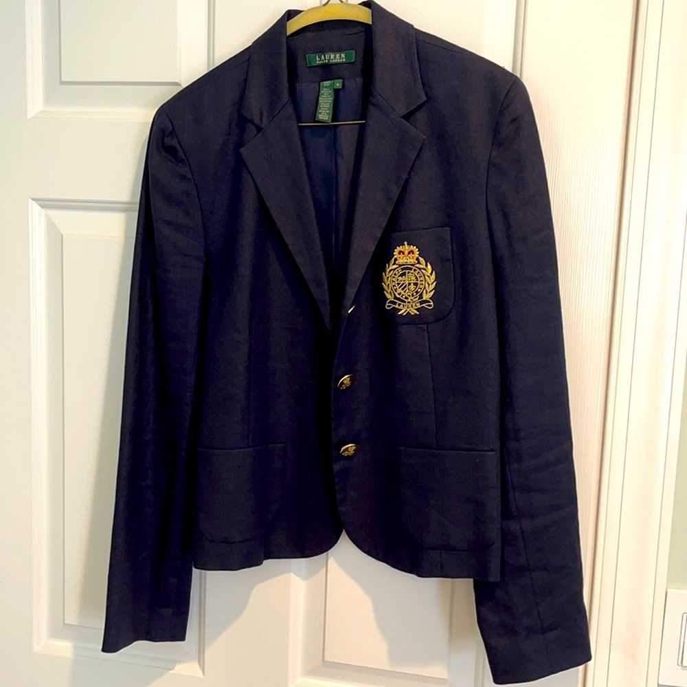 Ralph Lauren Navy Linen Blazer